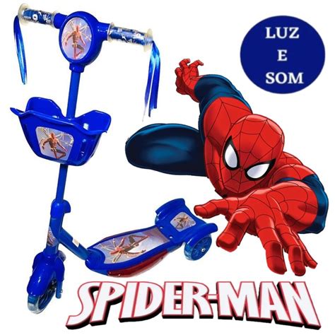 Patinete Infantil 3 Rodas Musical Luz Homem Aranha Pronta Entrega