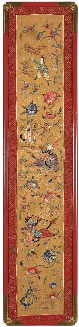 51BidLive Pair Of Chinese Embroidered Silk Panels