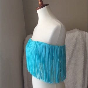 Gianni Bini Swim Gianni Bini Blue Fringe Strapless Bikini Top Poshmark