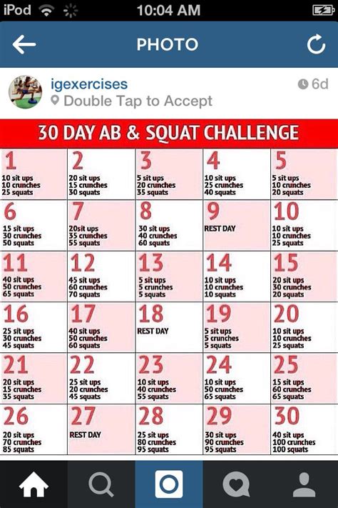 Day Ab And Squat Challenge Crunches Squats Squat And Ab Challenge