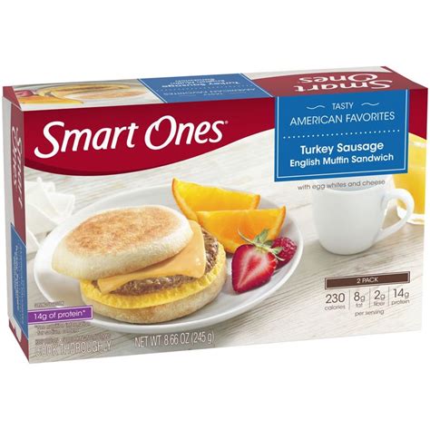 Smart Ones Turkey Sausage English Muffin Sandwich, Frozen Meal, 2 ct ...