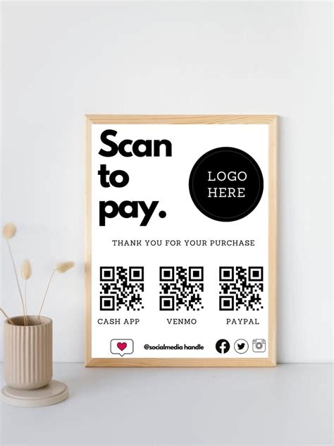 Scan To Pay Canva Editable Template Scan And Pay Sign Etsy