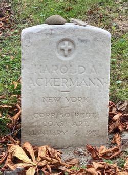 Harold A Ackermann inconnu 1931 Mémorial Find a Grave