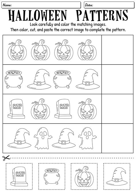 Cut And Paste Halloween Worksheets
