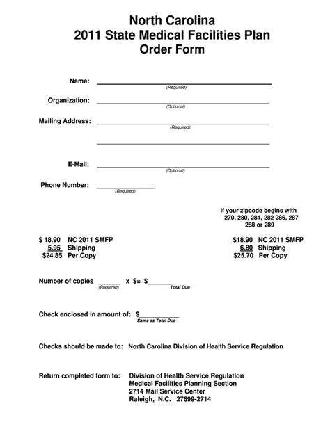 NC DHSR State Medical Facilities Plan Order Form Ncdhhs Fill Out And