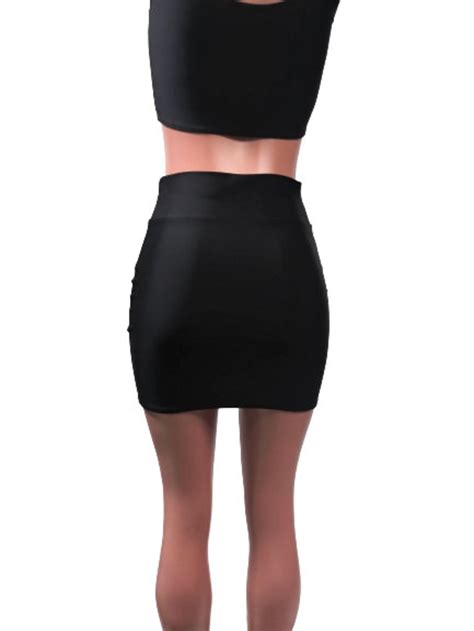 Black Spandex Mini Skirt Bodycon Stretch Festival Dance Etsy Uk