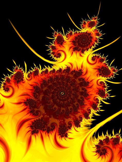 Modern Digital Art With Warm Colors A Hot Fractal Fire Burning With