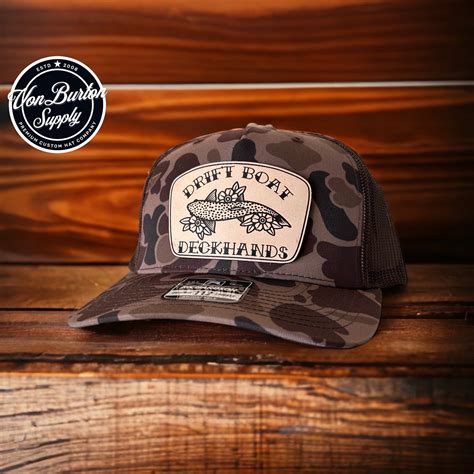 Custom Richardson 112 PFP Duck Camo Leather Patch Trucker Hat, Bark ...