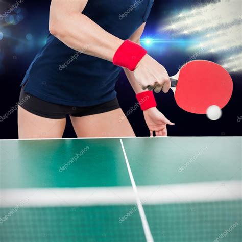 Ping Pong Player Hitting Ball Stock Photo Image By Wavebreakmedia