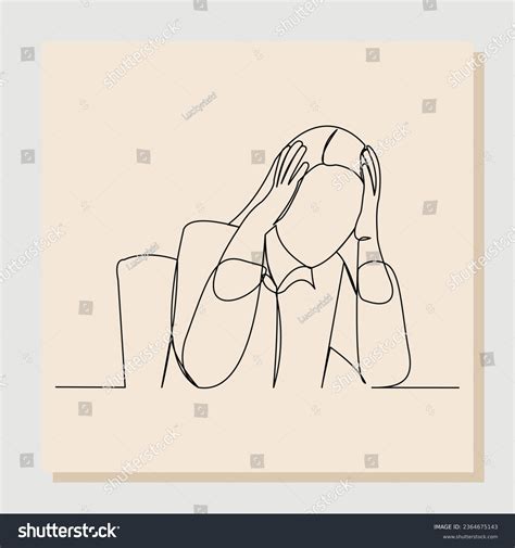 Continuous Line Drawing Business Woman Depression Stock Vector Royalty