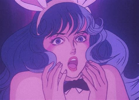 An Animated Image Of A Woman Wearing Bunny Ears And Holding Her Hands To Her Face