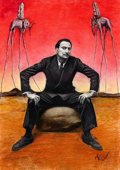 Salvador Dali In His Own Picture Drawing By Ekaterina Kostromtsova