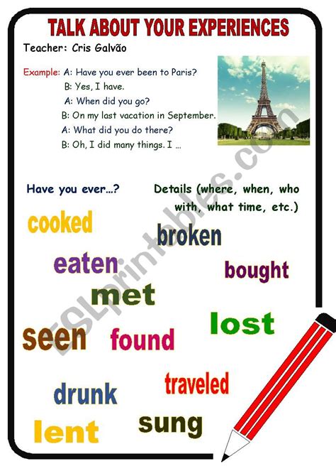 Present Perfect Speaking Activity Esl Worksheet By Crissorrir