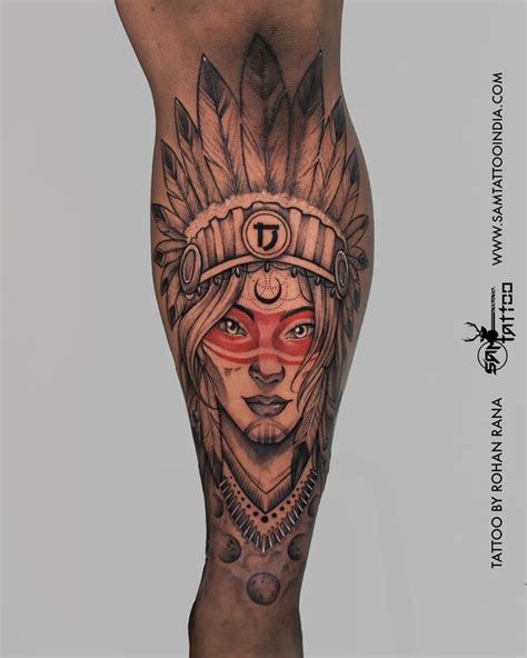 Red indian tattoo | Red indian tattoo, Indian tattoo, Black and grey ...