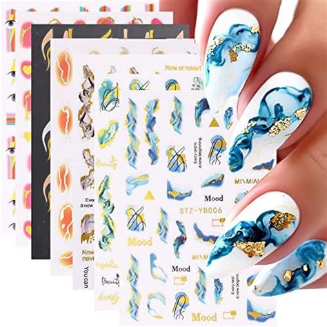 3d Nail Art Stickers Decals Self Adhesive Gold Wave Slider