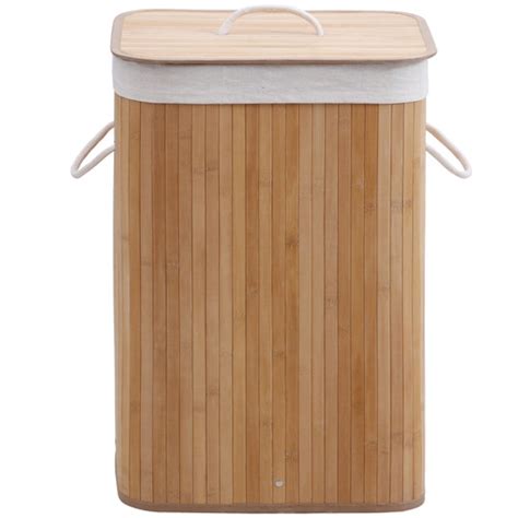 Sherwood Housewares Rectangular Helix Folding Bamboo Laundry Hamper