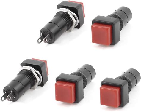 5 Stück Rot Momentary quadratisch Push Button Switch N O SPST AC 250 V