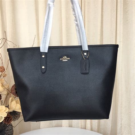 Coach City Zip Tote F58846 Black Crossgrain Leather