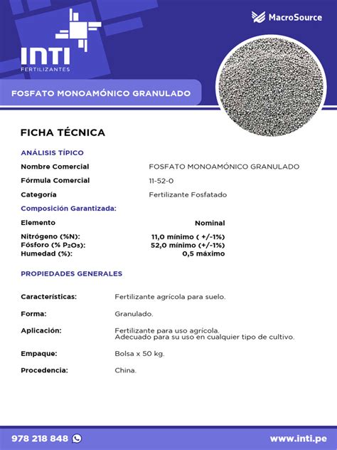 Et Fosfato Monoamonico Ficha Tecnica Pdf