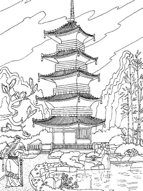 Joli Temple Chinois China Just Color Ni Os Dibujos Para Colorear