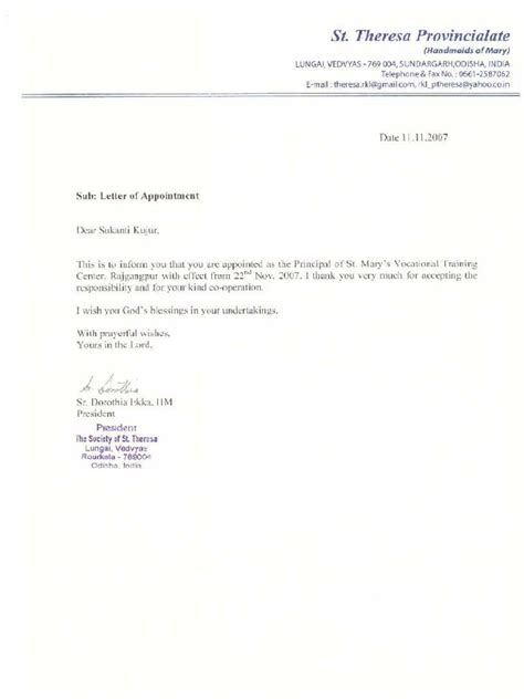 Appointment Letter Pdf