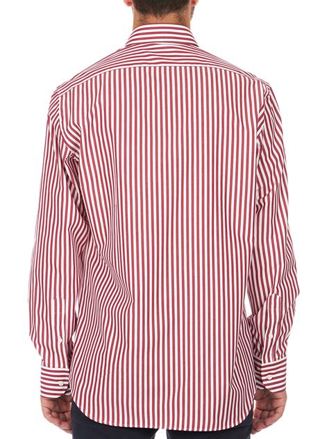 Chemise Comfort Fit à rayures rouges et blanches Del Siena