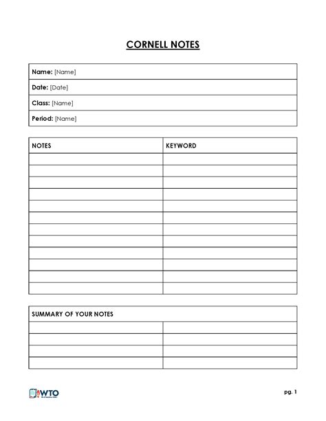 Free Printable Note Taking Templates Blog Startjg