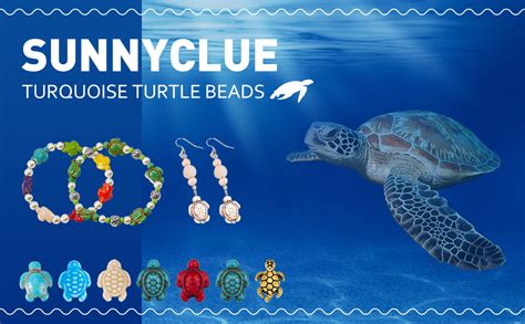 Amazon SUNNYCLUE 1 Box 95Pcs Turquoise Turtle Beads Charms Blue