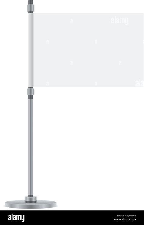 Flag Design Blank Flag On The Metallic Pole Isolated Template For