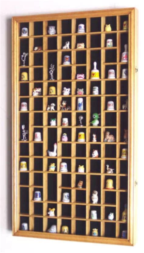 Thimble Miniatures Display Case Cabinet Holder Wall Rack Led