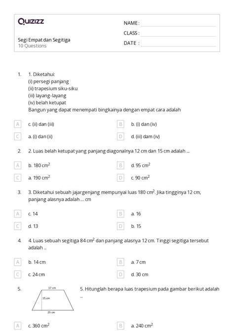 50 Lembar Kerja Luas Persegi Panjang Dan Jajargenjang Untuk Kelas 9 Di