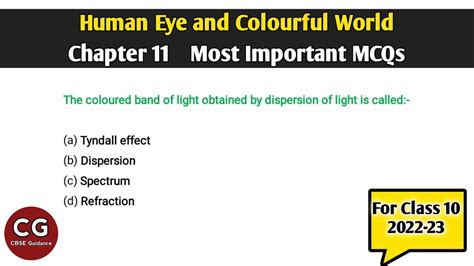 Human Eye And Colourful World Class 10 Most Important MCQs For Board