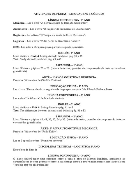 Pdf Atividades De F Rias Linguagens E C Digos Odt Dokumen Tips