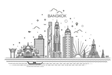 Bangkok Skyline Tattoo | Vector Illustration