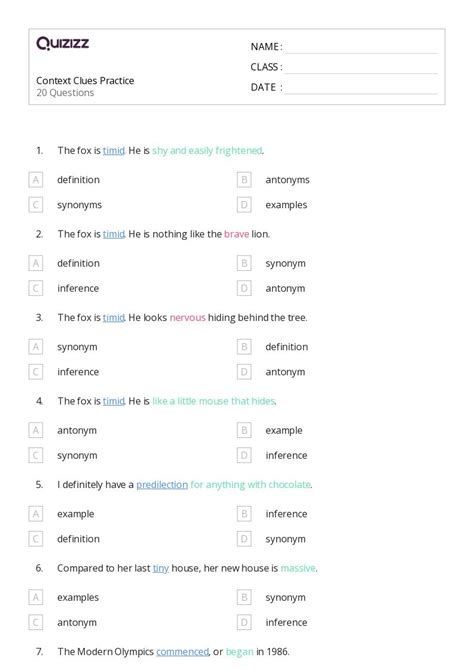 50 Determining Meaning Using Context Clues Worksheets For 1st Grade On