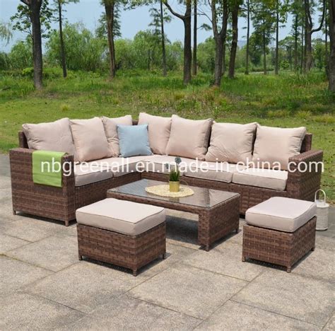 High Back Large Outdoor Garden Rattan Patio Corner Sofa Set With Coffee