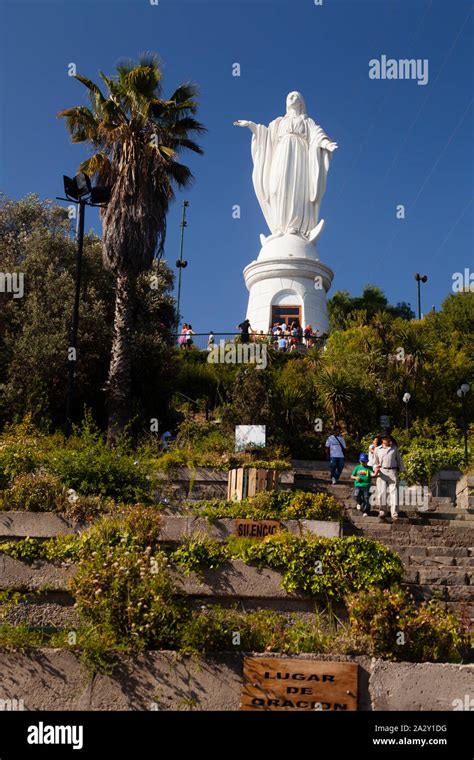 Statue of Virgin Mary on summit of Cerro San Cristobal (San Cristobal ...