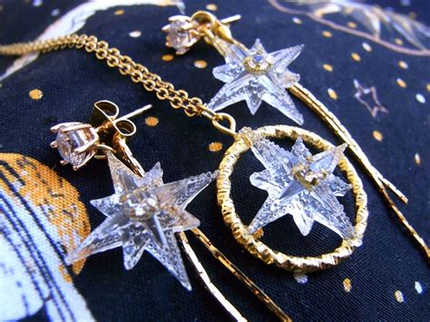 Gold Shooting Star Earrings and Necklace Set - Etsy