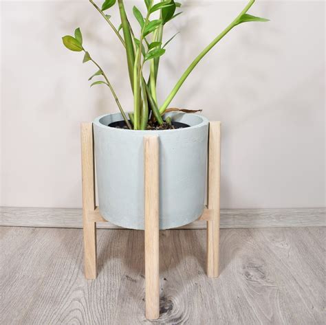 Oak Plant StandBleached Oak Mid Century Modern Plant Stand Etsy In