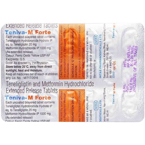 Teniva M Forte Tablet 20s Price Uses Side Effects Composition