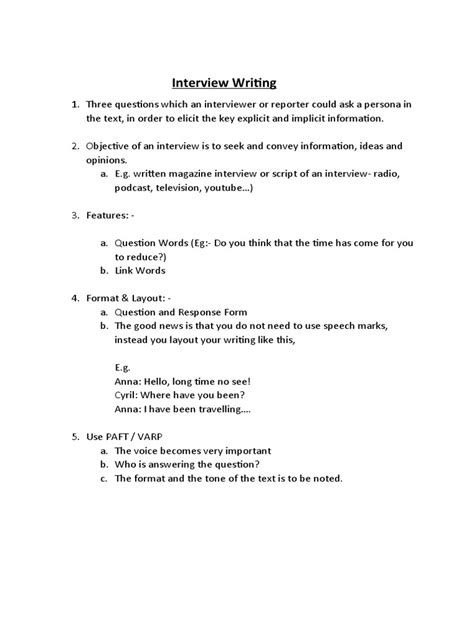 Interview Writing Format Sample Pdf