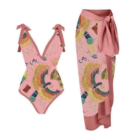 Maillot de bain une pièce Bikini Maxi robe deux pièces en mousseline à lacets Rose A5 Rose