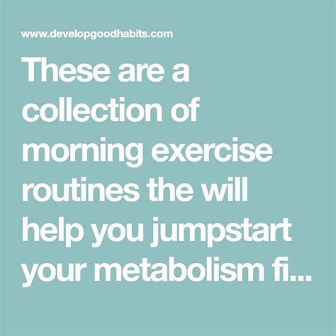 Good Morning Exercise Routines To Boost Your Metabolism Morning