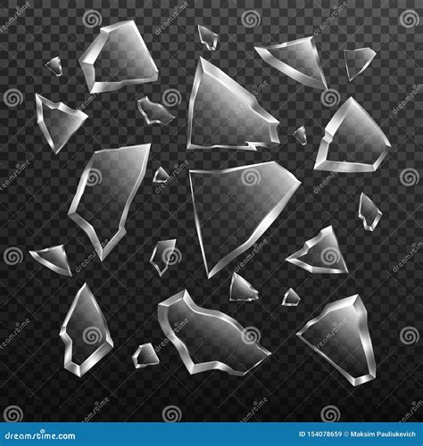 Broken Glass Shards Set Crashed Window Fragments Stock Vector Illustration Of Cracked Item