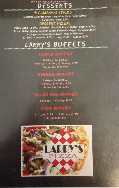 Menu at Larry's Pizza pizzeria, Malvern