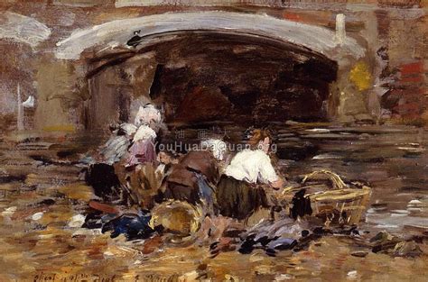 Laundresses near a Bridge 尤金布丹 世界著名画家画作欣赏 油画艺术中心