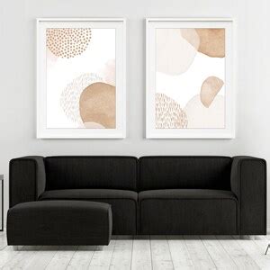 Beige Abstract Shapes Art Print Set Neutral Minimalist Wall Art Set Nude Colour Block Art