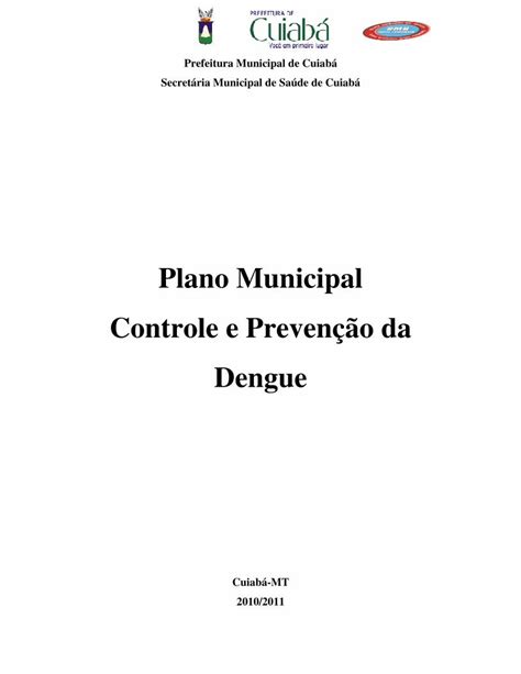 PDF Plano Municipal Controle e Prevenção da Dengue CONTROLE DENGUE