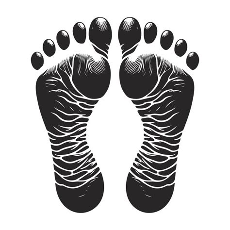 Black Silhouette Human And Baby Footprints Vector Illustration