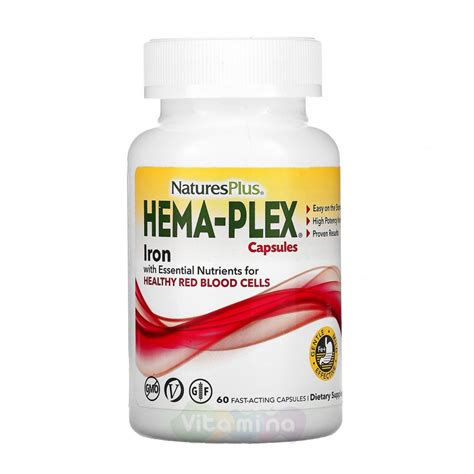 Nature's Plus Hema-Plex комплекс с железом быстрого действия, 60 капс ...